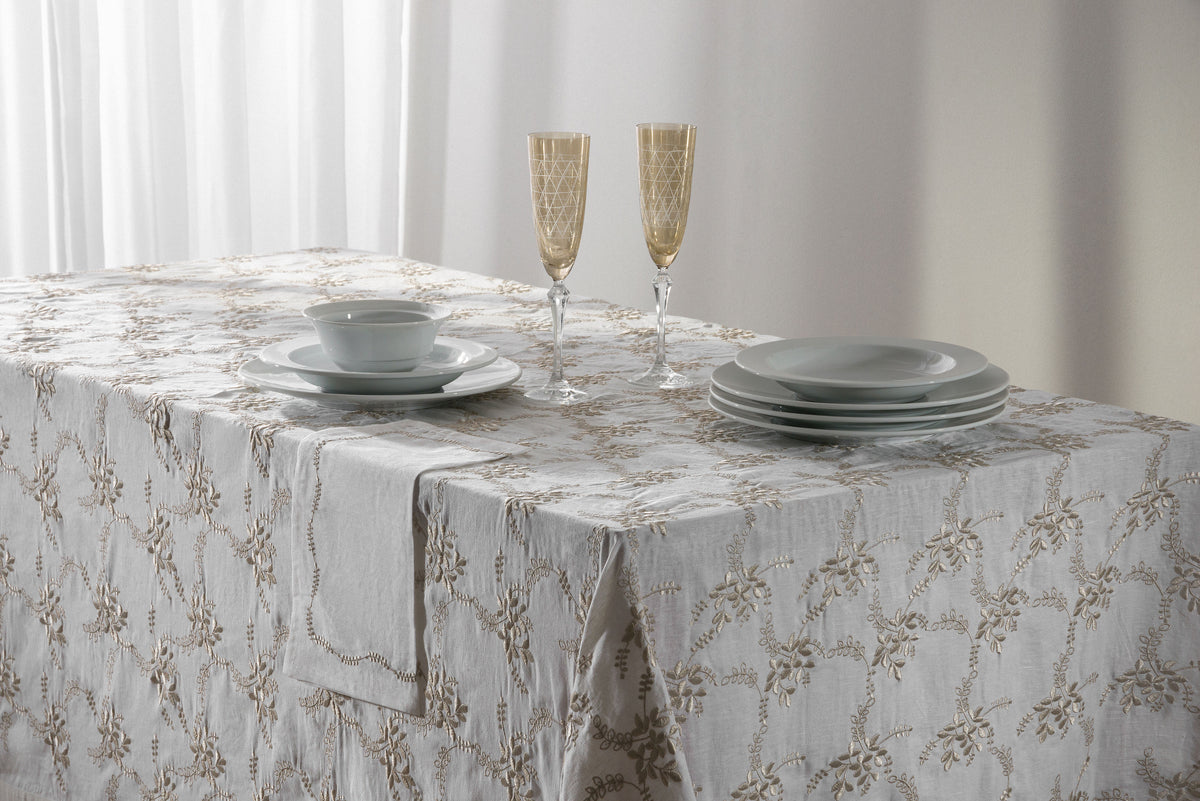 Buy Tablecloth Online Dubai UAE Linen Embroidered Tablecloth